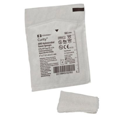Curity™ AMD™ Sterile Antimicrobial Gauze Sponge, 2 x 2 Inch, 8-Ply