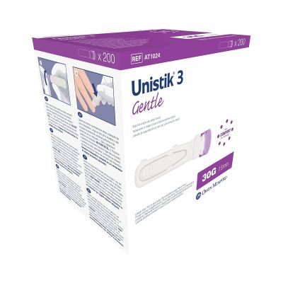 Unistik® 3 Comfort Safety Lancet for Low Flow Blood Glucose Testing, HbA1c