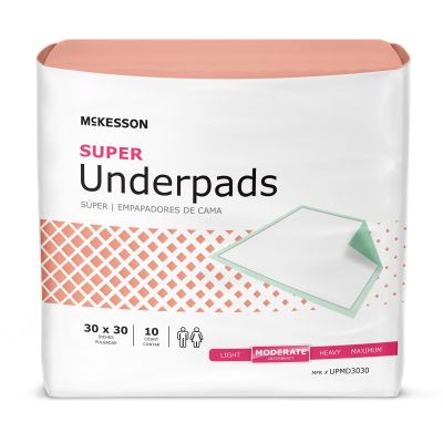 McKesson Super Moderate Absorbency Underpad, 30 x 30 Inch - 150 ct.