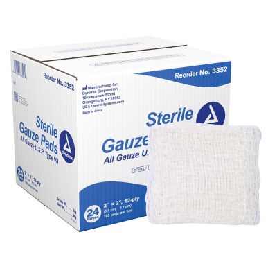 dynarex® Sterile Gauze Sponge, 2 x 2 Inch, 12-Ply
