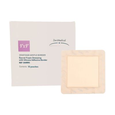 DRESSING, ZENIFOAM GENTLE BORDER SACRAL 9X9" (10/BX)