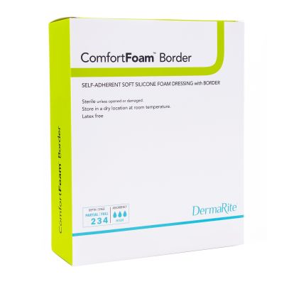 ComfortFoam™ Bordered Foam Wound Dressing w/ Soft Silicone Adhesive, 6 x 8 Inch