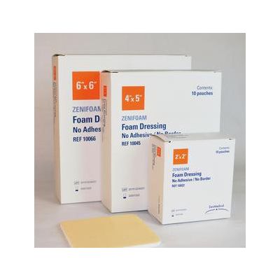 DRESSING, FOAM ZENIFOAM NON-ADH 8"X8" W/O BORDER (10/BX)