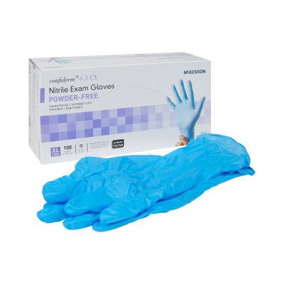 McKesson Confiderm® 6.5CX Nitrile Extended Cuff Length Exam Glove, X-Large, Blue