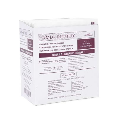 AMD Ritmed I.V. Sponge, 4 x 4 Inch, 6-Ply
