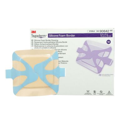 3M™ Tegaderm™ Silicone Adhesive with Border Silicone Foam Dressing, 6 x 6 Inch