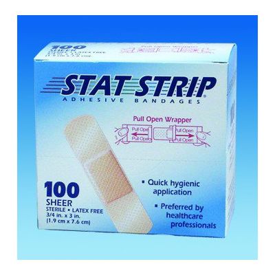 American® White Cross Stat Strip® Sheer Adhesive Strip, 1 x 3 Inch