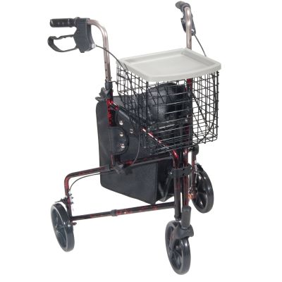 drive™ Deluxe 3 Wheel Rollator, Red