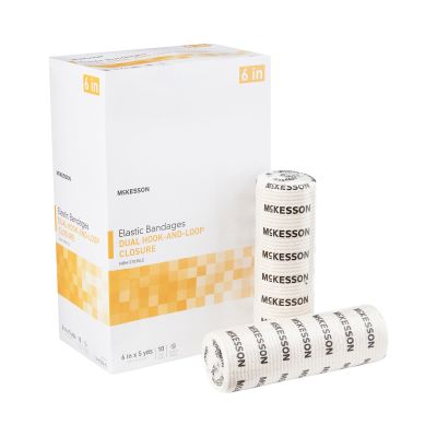 McKesson Double Hook and Loop Closure Elastic Bandage, 6 Inch x 5 Yard