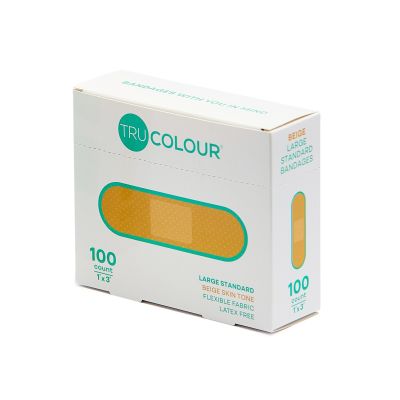 Tru-Colour Skin Tone Shade Fabric Bandage Adhesive Strips – Beige, 1 x 3 Inch