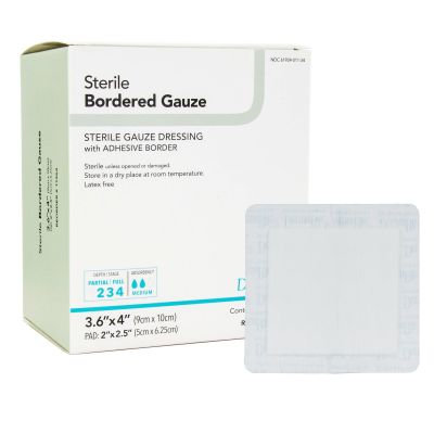 DermaRite® Gauze Adhesive Dressing, White, Sterile, 3-3/5 x 4 inch