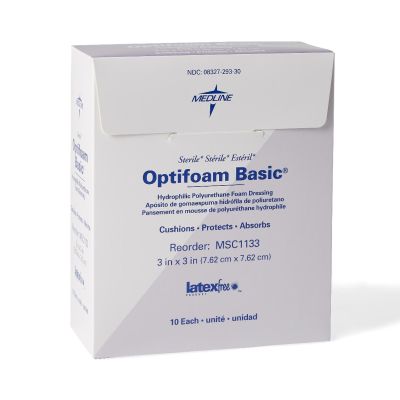 Optifoam® Basic Nonadhesive without Border Foam Dressing, 3 x 3 Inch