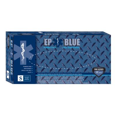 DermAssist® EP Blue™ Latex Extended Cuff Length Exam Glove, Medium, Blue