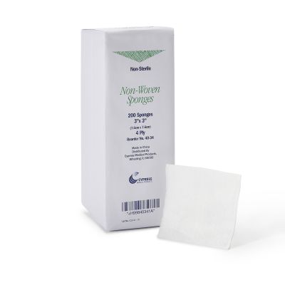 Cypress Nonwoven Sponge, 3 x 3 Inch, 4-Ply