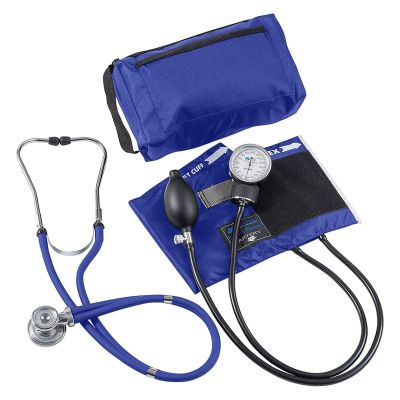 Mabis MatchMates Aneroid Sphygmomanometer & Stethoscope Blood Pressure Kit, Blue