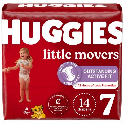 DIAPER, HUGGIES LITTLE MOVERS SZ7 (14/PK 4PK/CS)