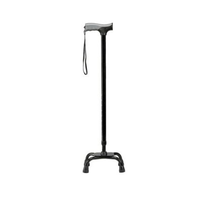 CANE, QUAD W/WRISTLET SOFT GRIP BLK