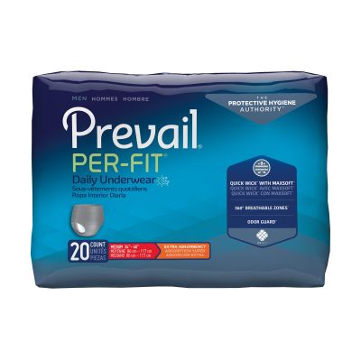 Prevail® Per-Fit® Men Adult Moderate Absorbent Underwear, Medium, White