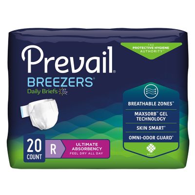 Prevail® Breezers® Ultimate Absorbency Incontinence Briefs, Regular