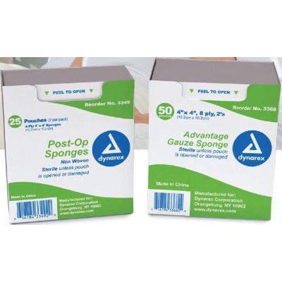 dynarex® Sterile Nonwoven Sponge, 4 x 4 Inch, 4-Ply