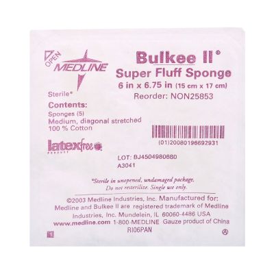 Bulkee® Sterile Fluff Dressing, 6 x 6-3/4 Inch, 6-Ply