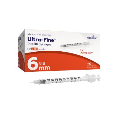 SYRINGE, INSULIN ULTRA FINE 0.5ML 31GX6MM (100/BX 5BX/CS)