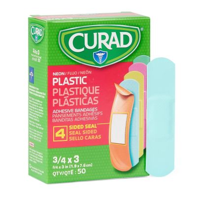 BANDAGE, ADH CURAD PLAS NEON 3/4"X3" (50/BX 24BX/CS)