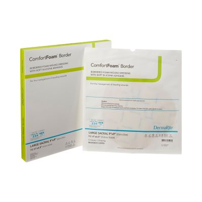 ComfortFoam™ Bordered Foam Wound Dressing w/ Soft Silicone Adhesive, 9 x 9 Inch
