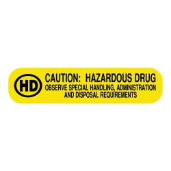 Pre-Printed Label UAL™ Caution Label Yellow Paper Caution: Hazardous Drug Black Biohazard 3/8 X 1-5/8 Inch