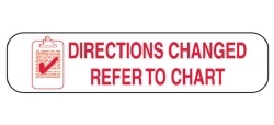 Pre-Printed Label Barkley® Auxiliary Label White Paper Directions Changed Refer To Chart Red Safety and Instructional 3/8 X 1-5/8 Inch