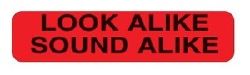 Pre-Printed Label Indeed Caution Label Red Paper Look Alike Sound Alike Black Alert Label 3/8 X 1-5/8 Inch